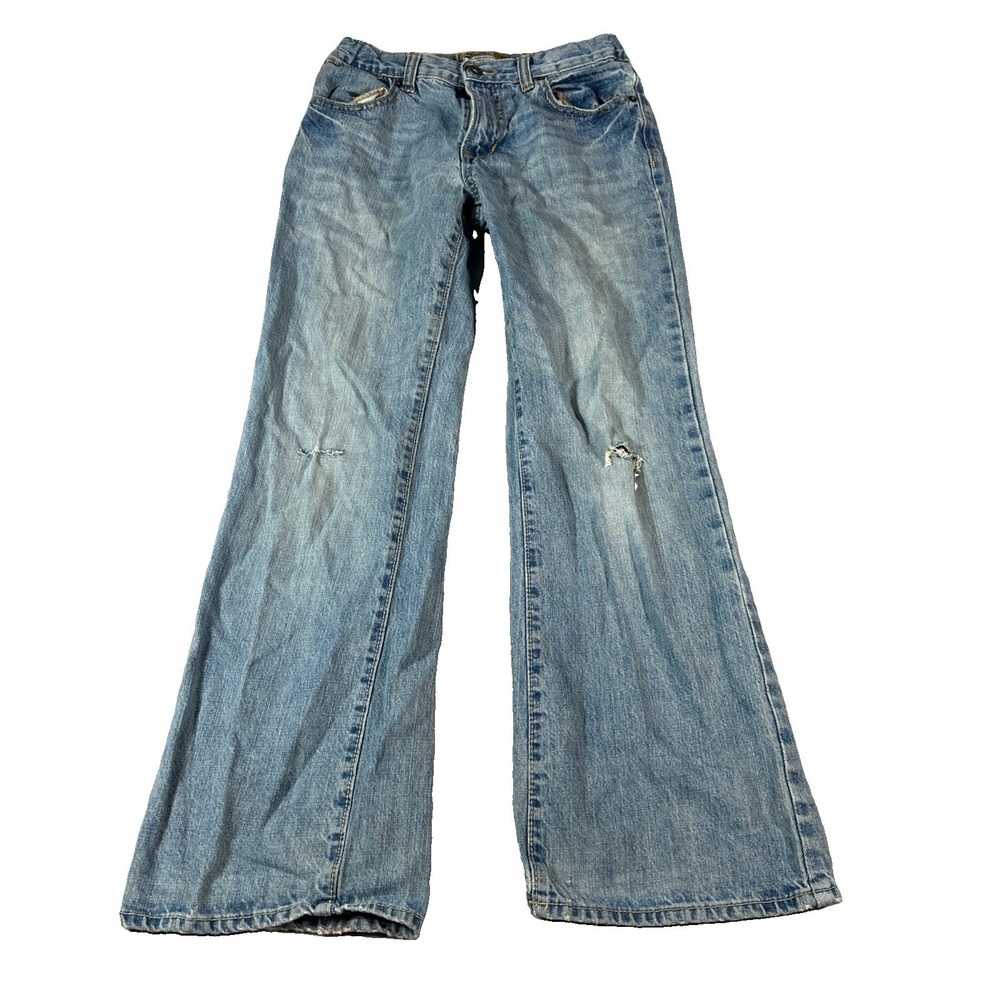 Boys Size 14 Regular Old Navy Boot Cut Denim Blue Jeans Distressed Worn